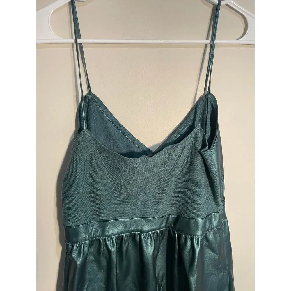 Zara Knit Green Faux Leather Midi Dress Size Small‎ - Picture 8 of 12